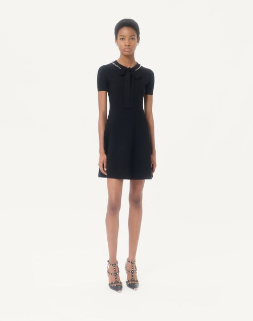 Valentino - Embroidered Knit Dress - Black - Woman - Knitwear