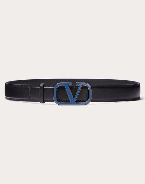 Valentino Garavani - Vロゴ シグネチャー エルク プリント カーフスキン ベルト35 Mm - ブラック/ブルー - メンズ - ベルト