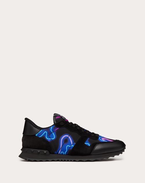 Valentino Garavani - Neon Camou Rockrunner Sneaker - Black/multicolor - Man - Man Shoes Sale