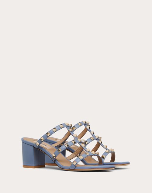 ROMAN STUD WHITE CALFSKIN SLIDE SANDAL 60 MM