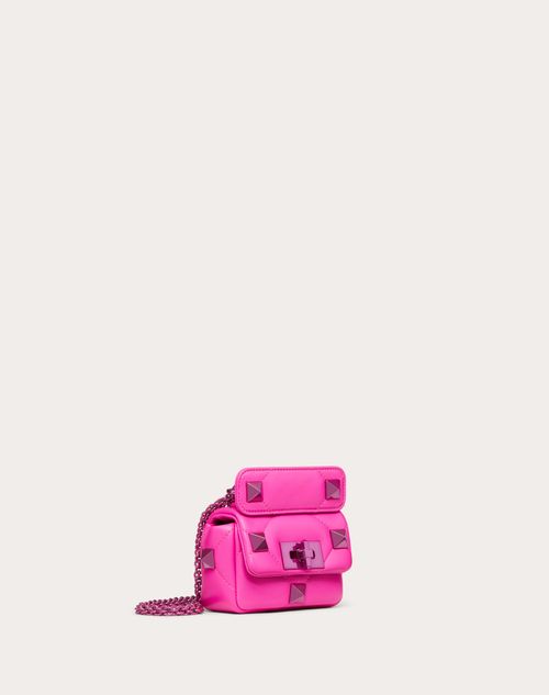 Valentino Garavani - Mini Handtasche Roman Stud The Shoulder Bag Aus Nappaleder Mit Kettenriemen - Pink Pp - Frau - Schultertaschen