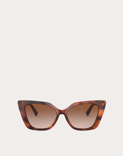 Valentino - Rectangular Acetate Frame Roman Stud - Havana/gradient Brown - Woman - Eyewear
