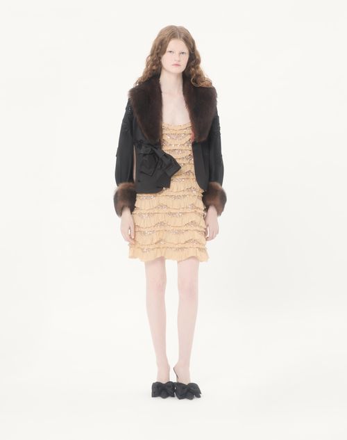 Valentino - Tulle Illusione Embroidered Short Dress - Beige - Woman - Ready To Wear