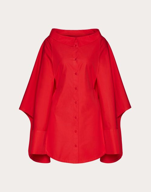 Valentino - Compact Popeline Short Dress - Red - Woman - Dresses