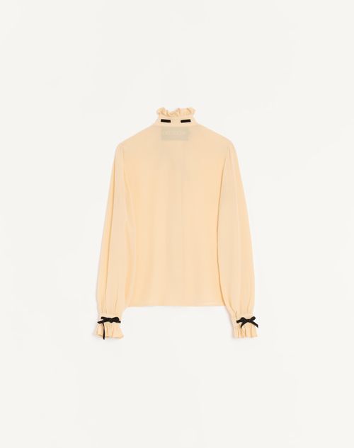 Valentino - Crepe De Chine Shirt - Birch/black - Woman - Shirts & Tops