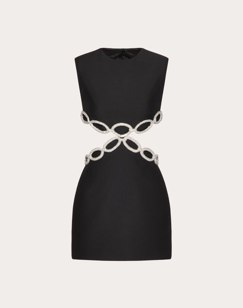 Valentino - Vestido Corto De Crepe Couture Bordado - Negro/plateado - Mujer - Shelf - W Pap - Surface W2
