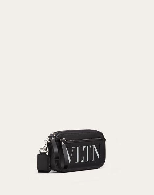 Valentino Garavani - Small Vltn Leather Crossbody Bag - Black/white - Man - Shoulder Bags