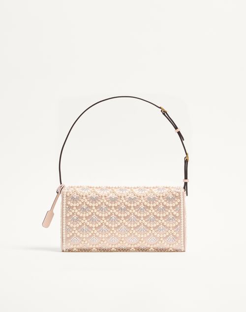 Valentino Garavani - Valentino Garavani Devain Small Shoulder Bag With Pearls And Rhinestones - Cream - Woman - Shoulder Bags