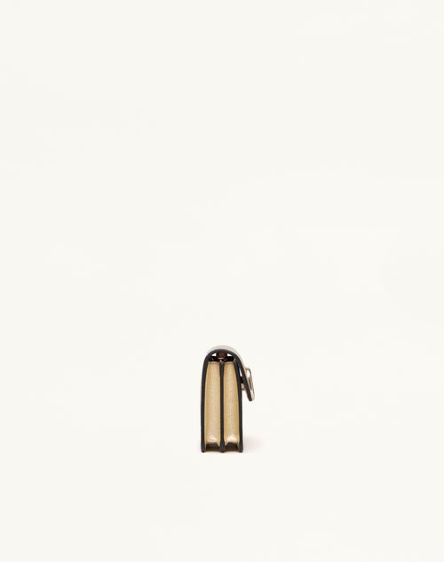 Valentino Garavani - Vlogo Signature Metallic Grainy Calfskin Wallet With Chain - Platinum - Woman - Wallets And Small Leather Goods