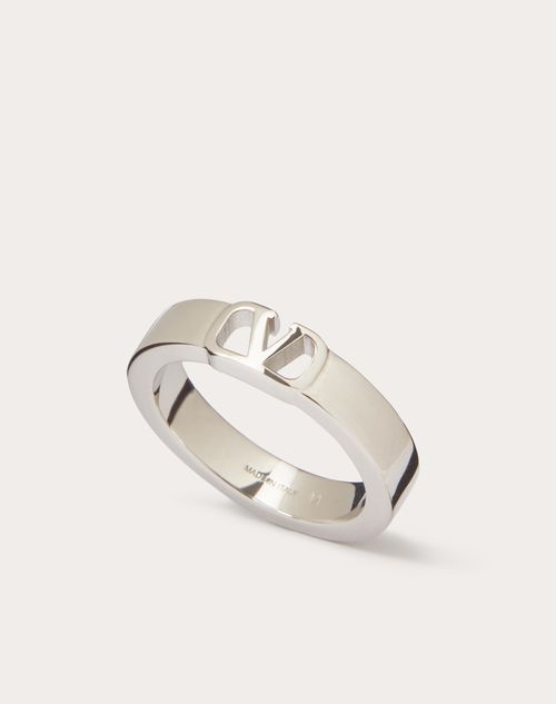 Mini Vlogo Signature Metal Ring for Man in Palladium | Valentino US