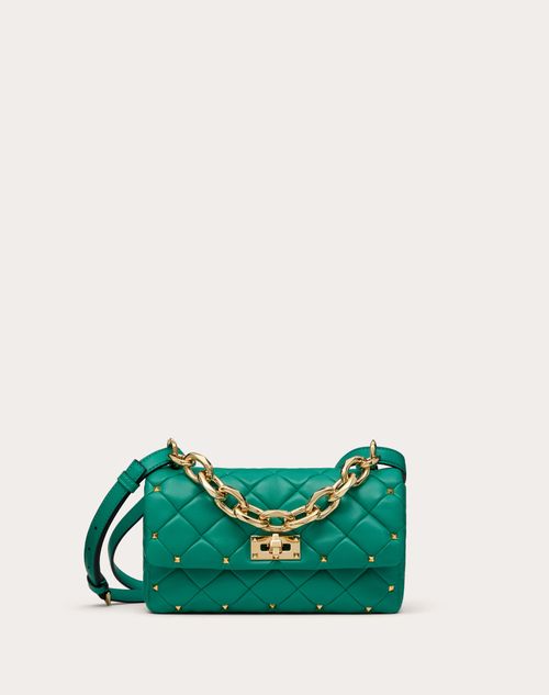 Valentino Garavani - Valentino Garavani Rockstud Spike Bag In Nappa Patchwork - Peacock - Woman - Shoulder Bags