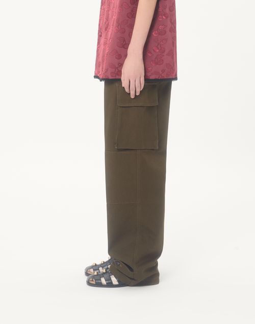 Valentino - Valentino Cargo Trousers In Cotton Gabardine - Military Green - Man - Trousers And Shorts