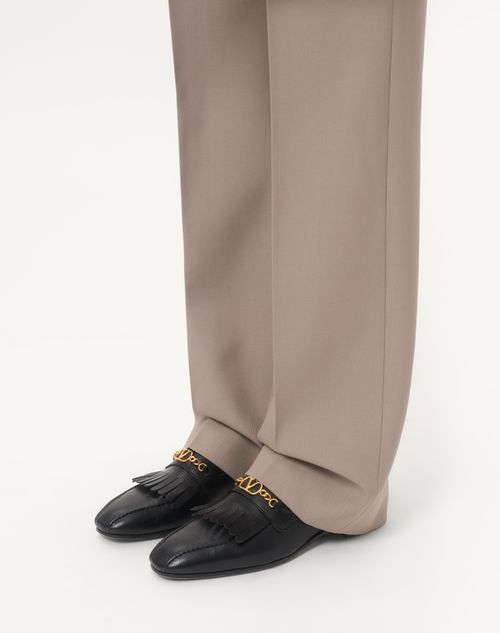 Valentino Garavani - Vlogo Signature Kidskin Loafer With Fringes - Black - Man - Shoes