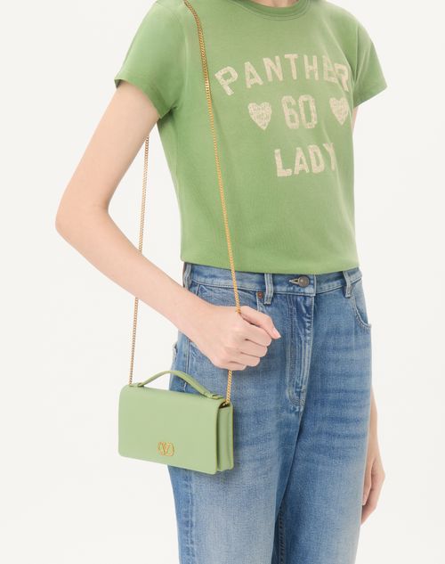 Valentino Garavani - Vlogo Signature Grainy Calfskin Wallet With Chain - Mint - Woman - Wallets And Small Leather Goods