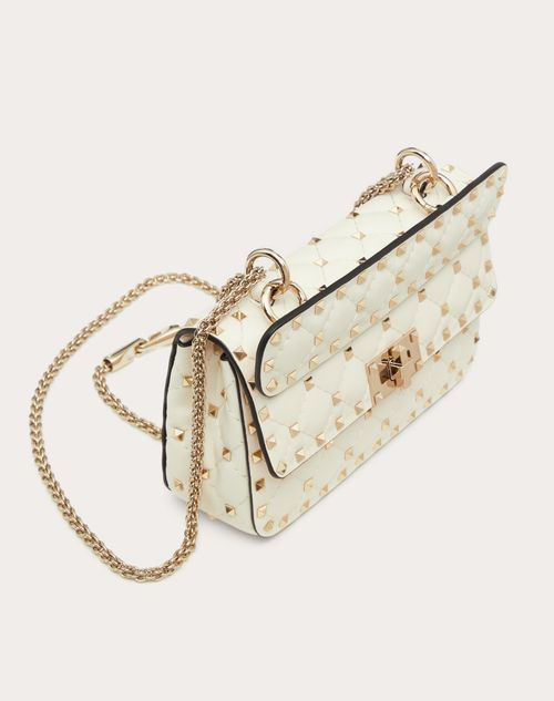 Rockstud Spike Small Leather Shoulder Bag in White - Valentino Garavani