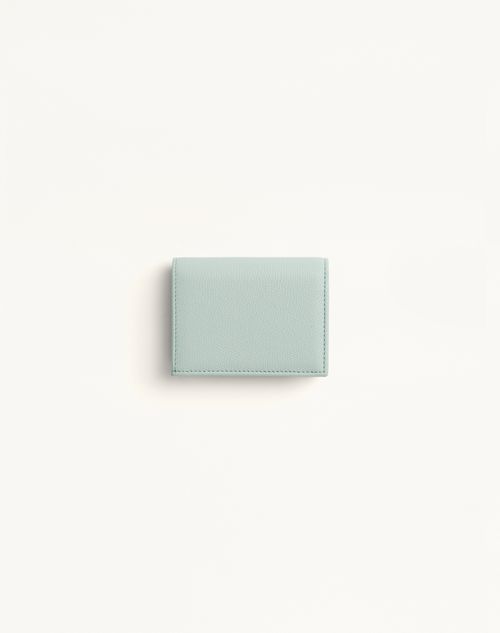 Valentino Garavani - Vlogo Signature Grainy Calfskin Wallet - Sky Grey - Woman - Wallets And Small Leather Goods