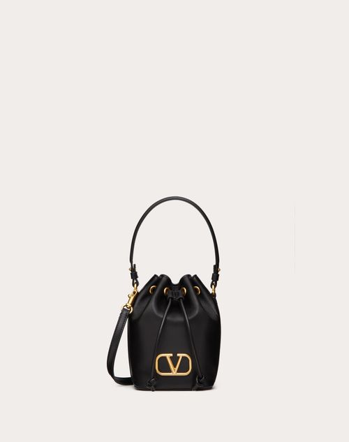 Valentino Garavani - Mini Vlogo Signature Bucket Bag In Nappa Leather - Black - Woman - Valentino Garavani Vlogo Signature