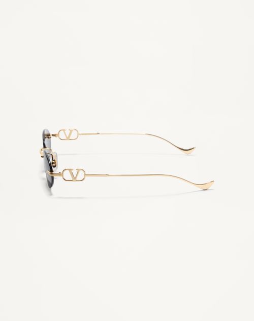 Valentino - Geometric Metal Eyewear - Gold/grey - Woman - Eyewear