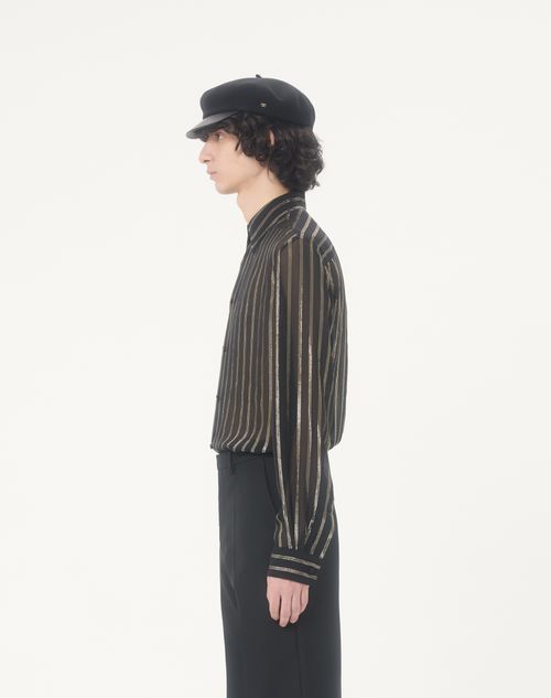 Valentino - Valentino Silk Chiffon & Lurex Shirt - Black/gold - Man - Shirts