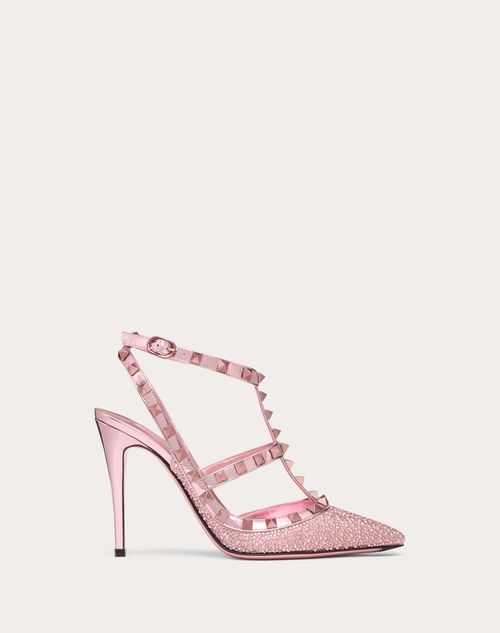 Valentino Garavani - Rockstud Pumps With Crystal Embroidery And Microstuds 100mm - Pink - Woman - Woman Sale