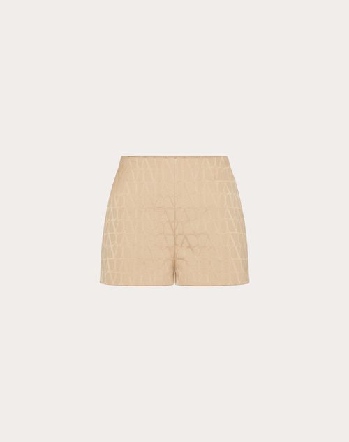 Valentino - Shorts In Toile Iconographe Cotton Cordura - Beige - Woman - Pants And Shorts