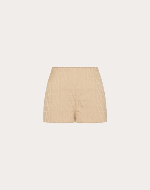 Valentino - Shorts In Toile Iconographe Cotton Cordura - Beige - Woman - Trousers And Shorts