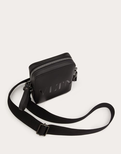 Vltn Leather Crossbody Bag for Man in Black