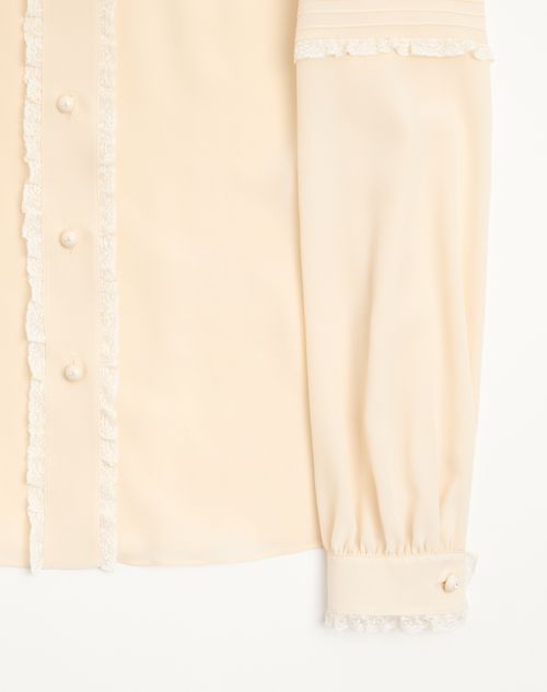 Valentino - Crepe De Chine Shirt - Vanilla - Woman - Shirts And Tops