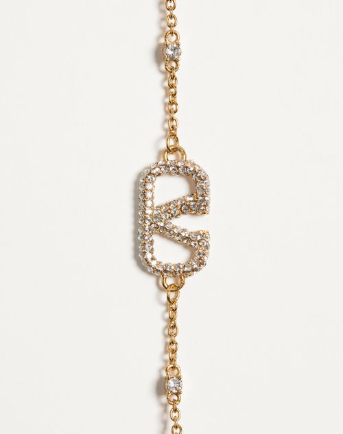 Valentino Garavani - Vlogo Signature Bracelet In Metal, Swarovski® Crystals And Pearls - Gold - Woman - Jewellery