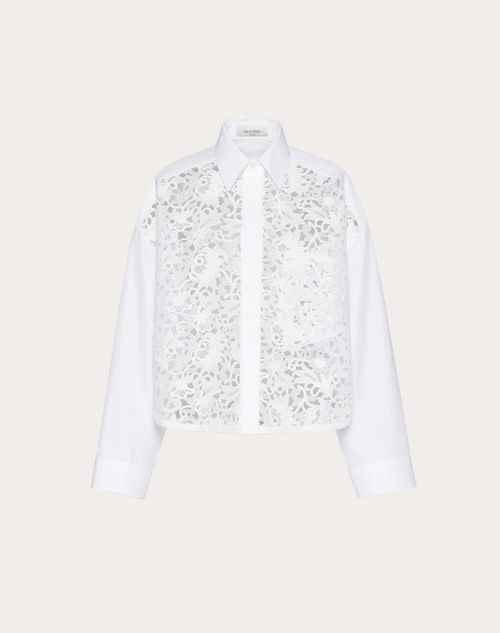 Valentino - Technical Poplin And Macramé Shirt - White - Woman - Woman Ready To Wear Sale