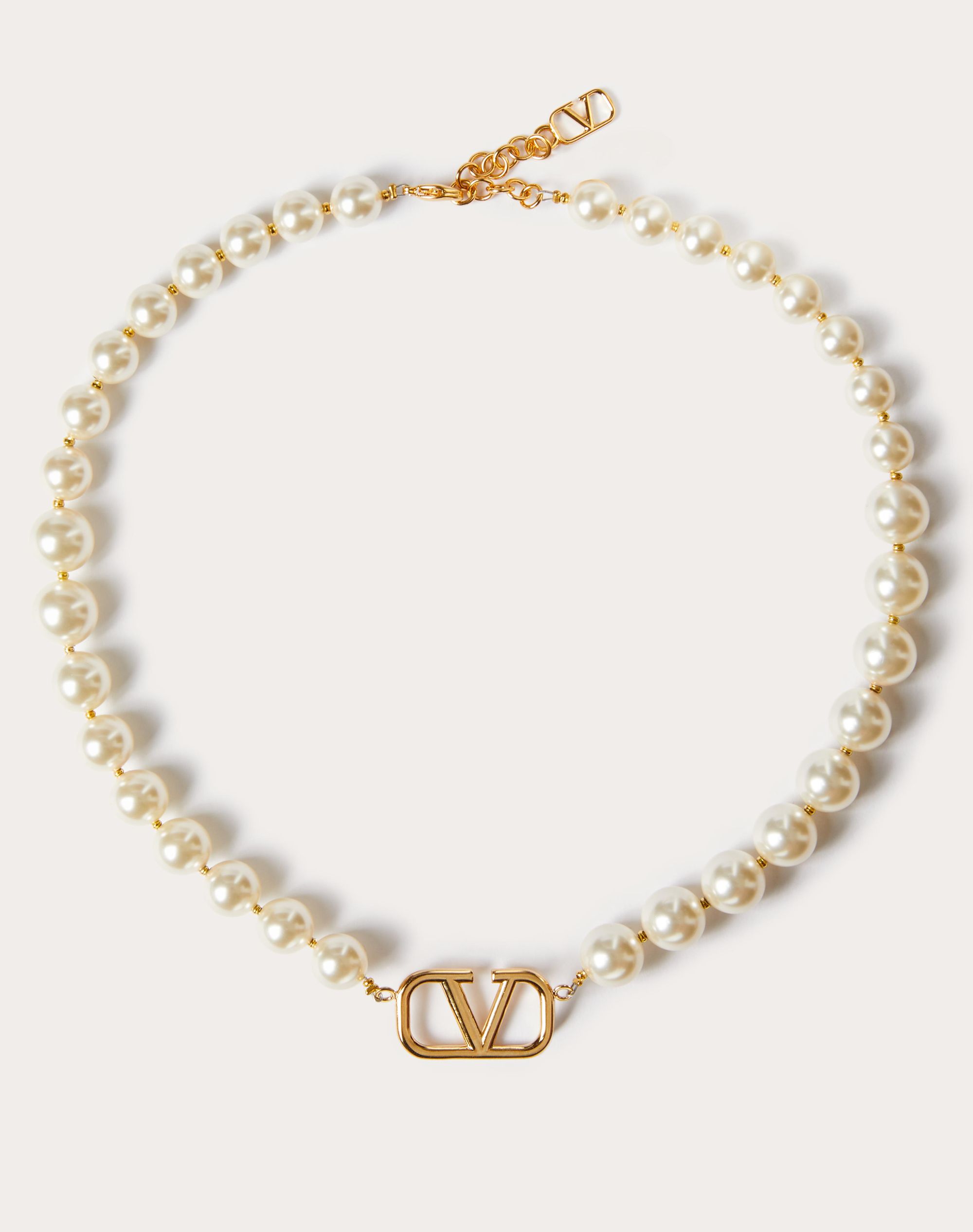 VLOGO SIGNATURE METAL NECKLACE WITH SWAROVSKI® PEARLS