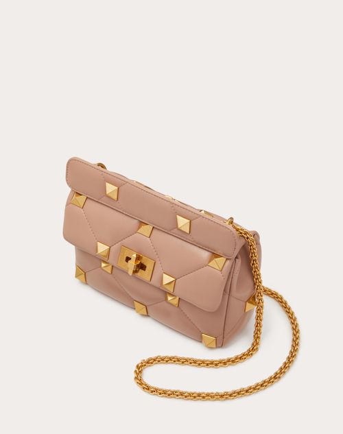 Valentino Garavani Women's Large Roman Stud The Shoulder Bag in Nappa with Chain - Rose Cannelle