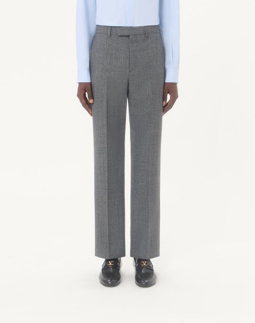 Valentino - Valentino Mouliné Wool Trousers - Black/gray - Man - Pants And Shorts