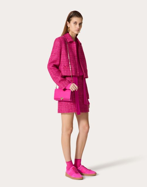 Valentino Garavani - Mini Rockstud Calfskin Bag With Chain - Pink Pp - Woman - Clutches