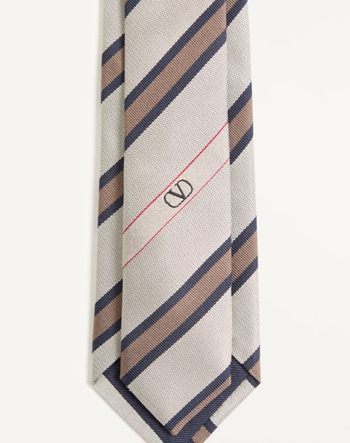 Valentino Garavani - Jacquard Regimental Silk Tie - White/blue - Man - Accessories