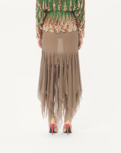 Valentino - Asymmetrical Chiffon Skirt - Military Green - Woman - Skirts