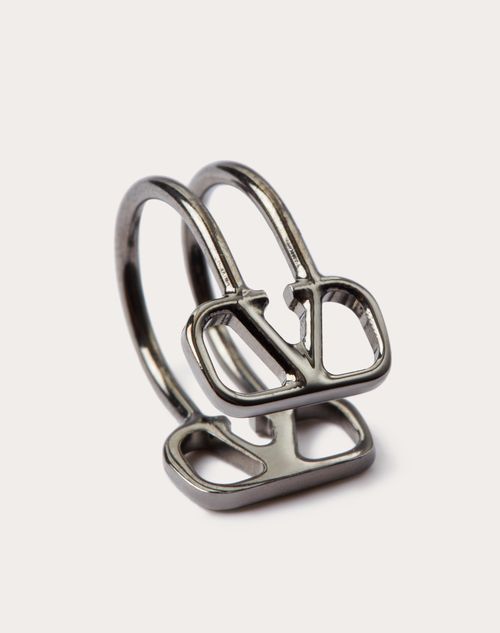 Valentino Garavani - Vlogo Signature Metal Lip Ring - Lead - Man - Jewelry