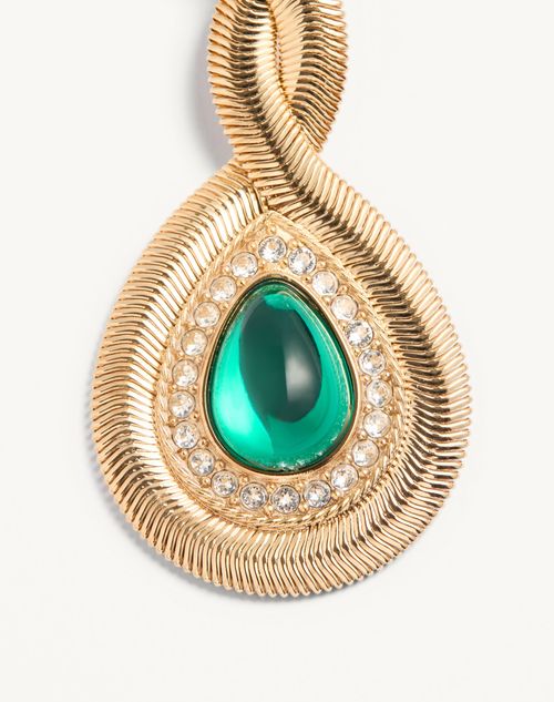 Valentino Garavani - Pas Plus Earrings In Metal, Resin And Swarovski® Crystals - Gold/emerald - Woman - Fashion Jewelry