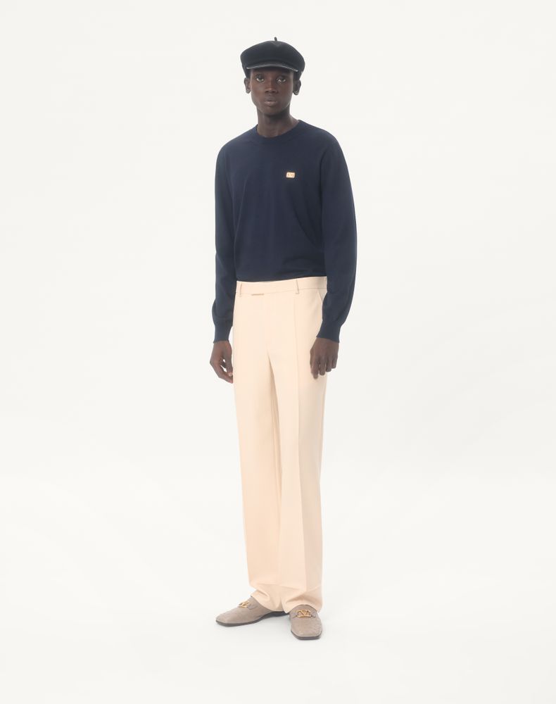 Valentino Wool Jumper With Vlogo Patch Man Navy Xs