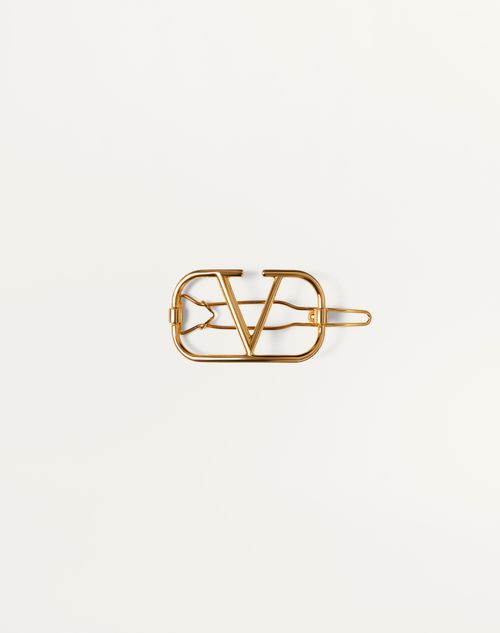 Valentino Garavani - Vlogo Signature Metal Hair Clip - Gold - Woman - Hair Accessories