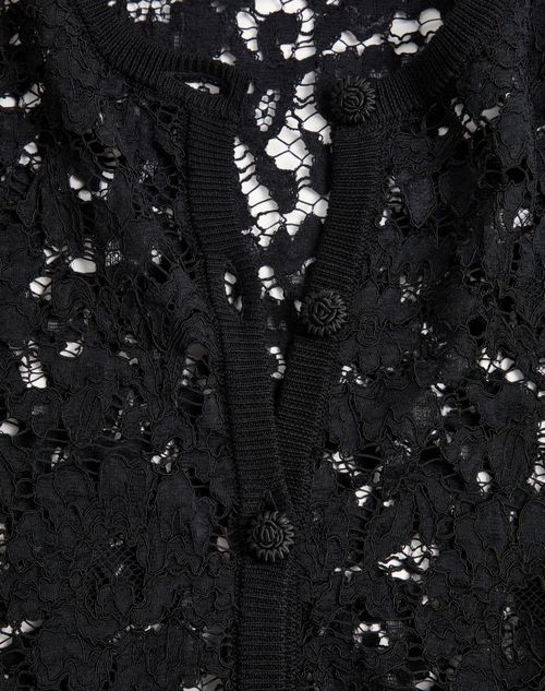 Valentino - Lace And Cotton Cardigan - Black - Woman - Knitwear