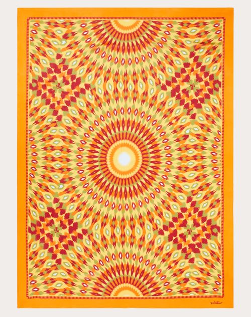 Valentino Garavani - Round Rain Print Cotton And Silk Sarong - Orange/multicolor - Woman - Soft Accessories