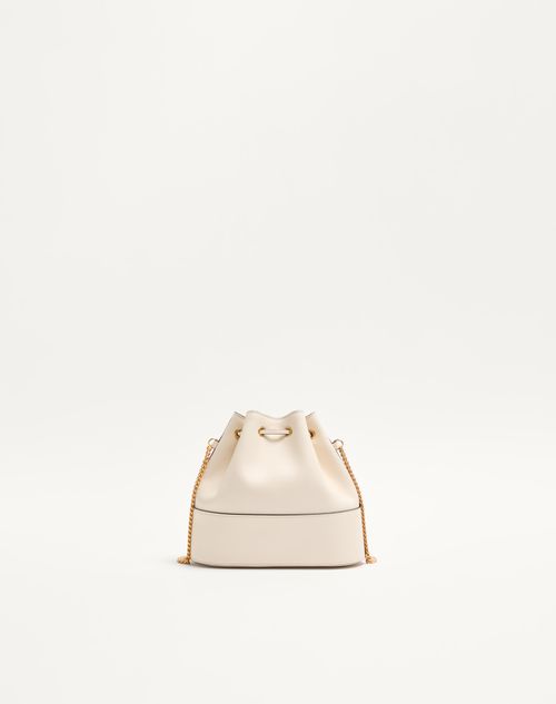 Valentino Garavani - Mini Bucket Bag In Nappa With Vlogo Signature Chain - Light Ivory - Woman - Shoulder Bags