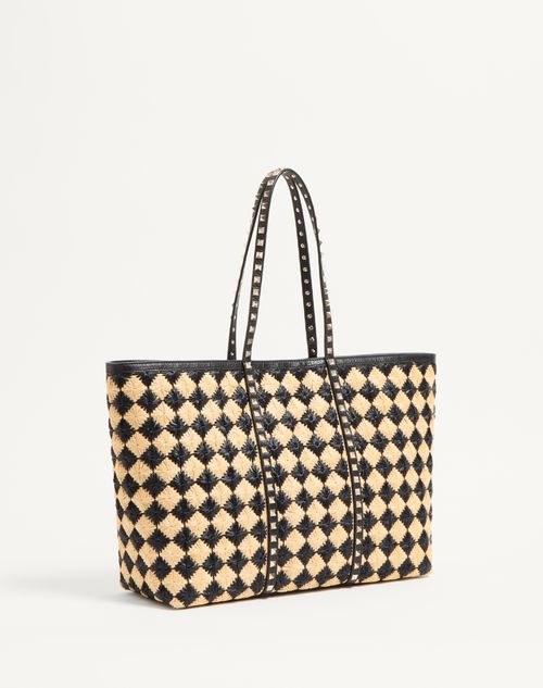 Valentino Garavani Rockstud Embroidered Shopping Bag In Valentino Garavani Rockstud Embroidered Shopping Bag In