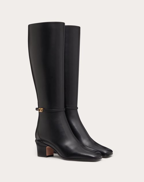 Valentino Garavani - Valentino Garavani Tan-go Boot In Calfskin Leather 60mm - Black - Woman - Boots&booties - Shoes