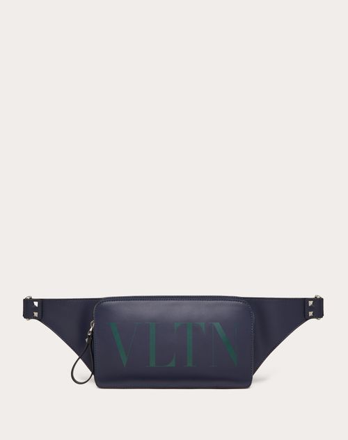 Valentino Garavani - Leather Vltn Belt Bag - Marine/cherry - Man - Belt Bags