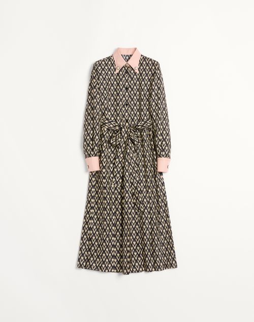Valentino - Twill Toute La V Midi Dress - Black/cream - Woman - Woman Ready To Wear Sale