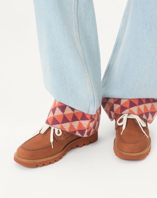Valentino Garavani - Palm Avenue Deerskin Suede Boat Shoe - Tobacco - Man - Loafers And Driver