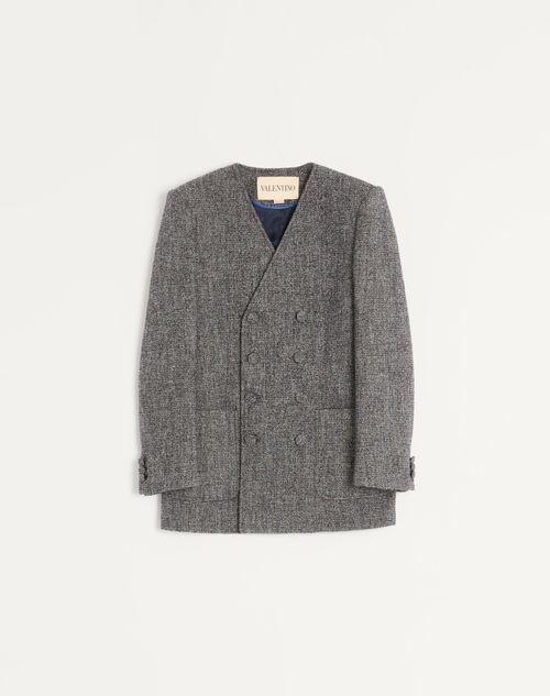 Valentino - Valentino Double-breasted Jacket In Boutonné Wool Blend - Grey - Man - Coats And Blazers