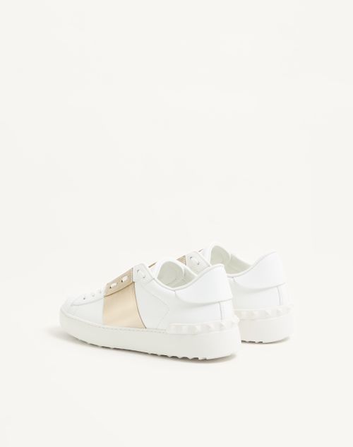 Valentino Garavani - Open Sneaker With Metallic Stripe - White/platinium - Woman - Sneakers